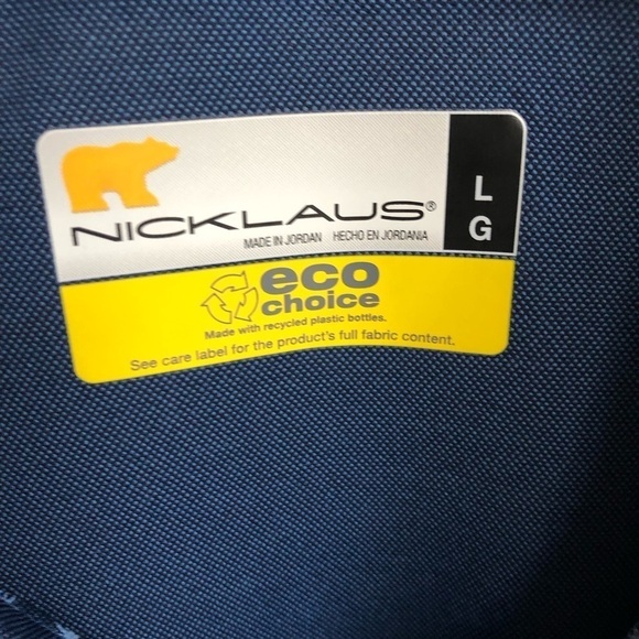 Jack Nicklaus Short Sleeve Polo Shirt Palm Tree Print Eco Choice Large Blue - Picture 4 of 8